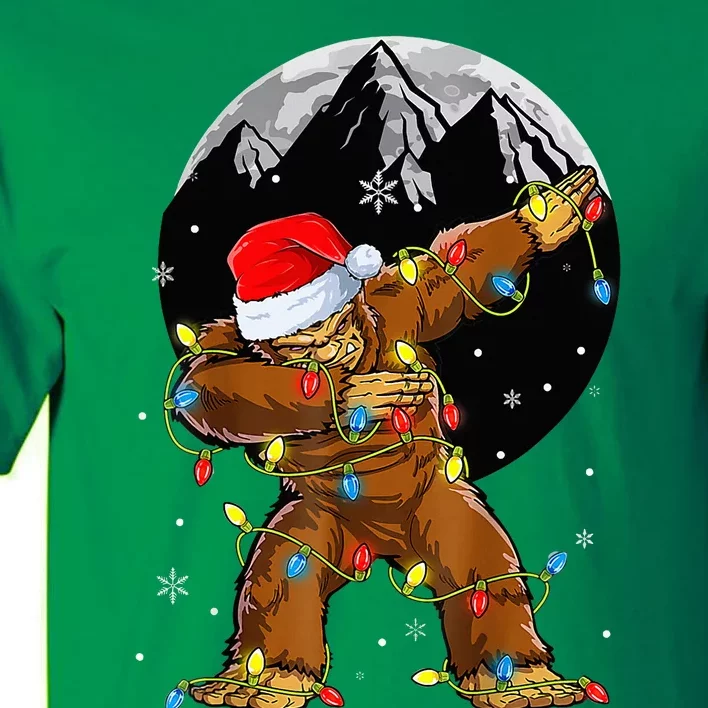 Bigfoot Santa Christmas Tree Lights Xmas Sasquatch Tall T-Shirt