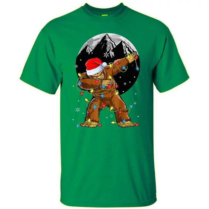 Bigfoot Santa Christmas Tree Lights Xmas Sasquatch Tall T-Shirt