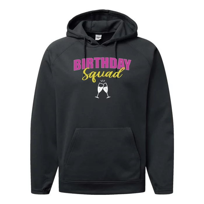 Birthday Squad Champagne Toast Performance Fleece Hoodie