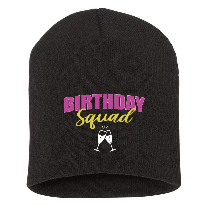 Birthday Squad Champagne Toast Short Acrylic Beanie