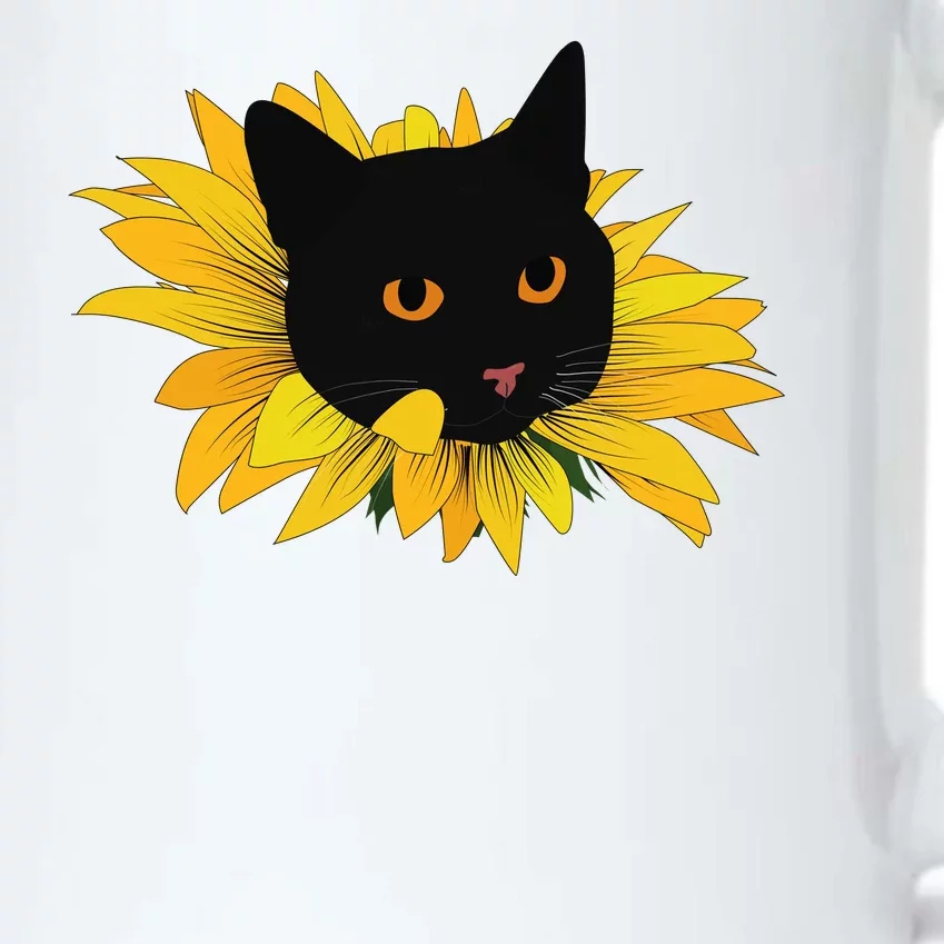 Black Sunflower Cat Cute Black Color Changing Mug