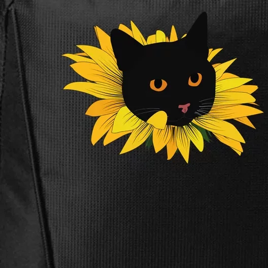 Black Sunflower Cat Cute City Backpack