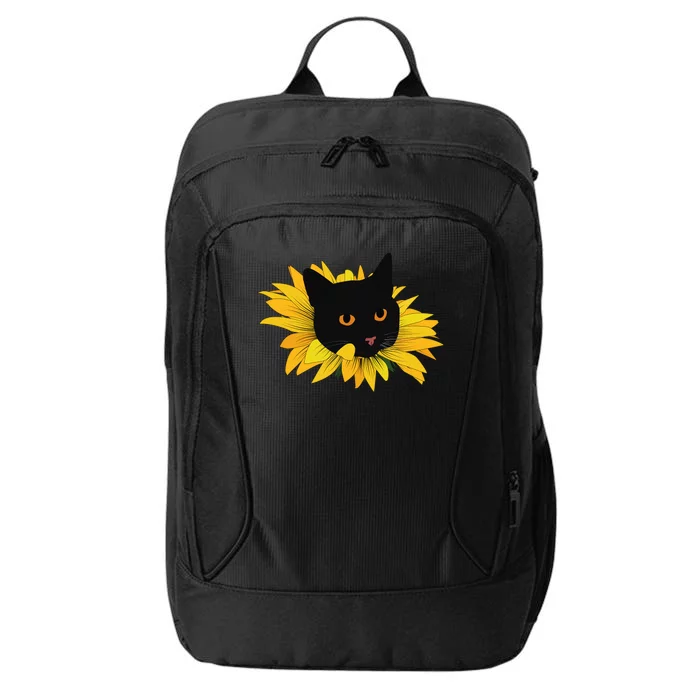 Black Sunflower Cat Cute City Backpack