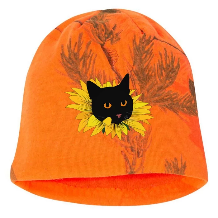 Black Sunflower Cat Cute Kati - Camo Knit Beanie