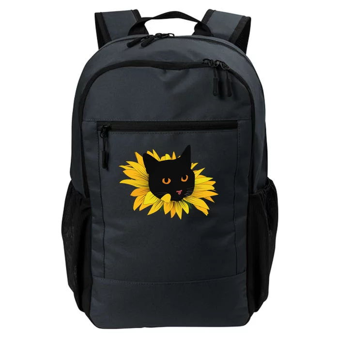 Black Sunflower Cat Cute Daily Commute Backpack