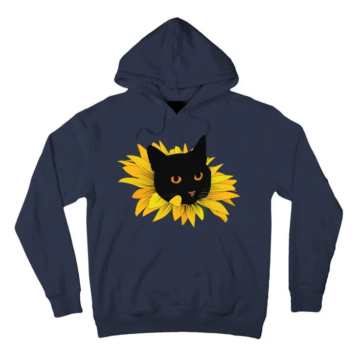 Black Sunflower Cat Cute Tall Hoodie