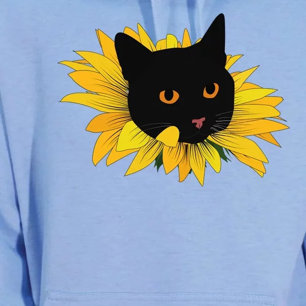 Black Sunflower Cat Cute Unisex Surf Hoodie