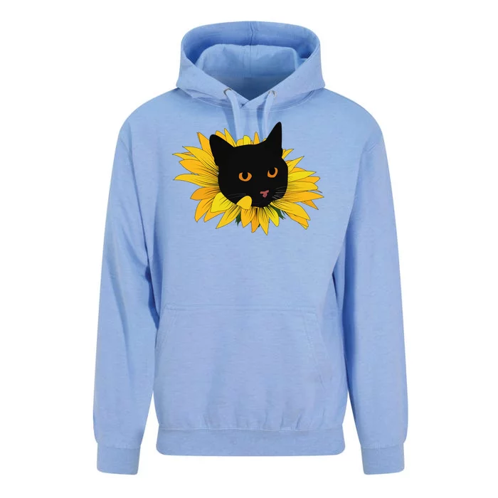 Black Sunflower Cat Cute Unisex Surf Hoodie