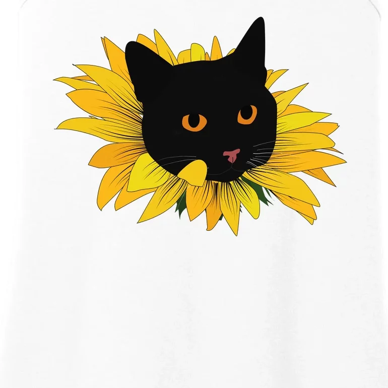 Black Sunflower Cat Cute Ladies Essential Tank