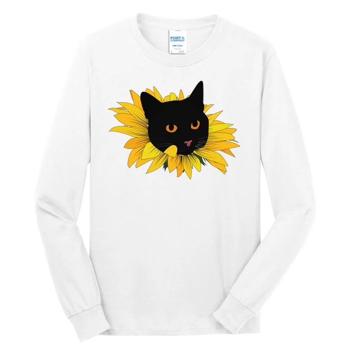 Black Sunflower Cat Cute Tall Long Sleeve T-Shirt