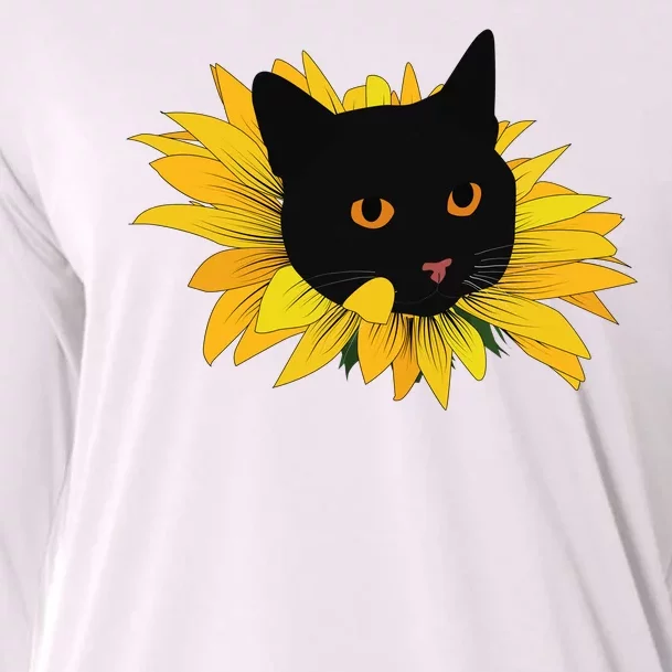 Black Sunflower Cat Cute Cooling Performance Long Sleeve Crew