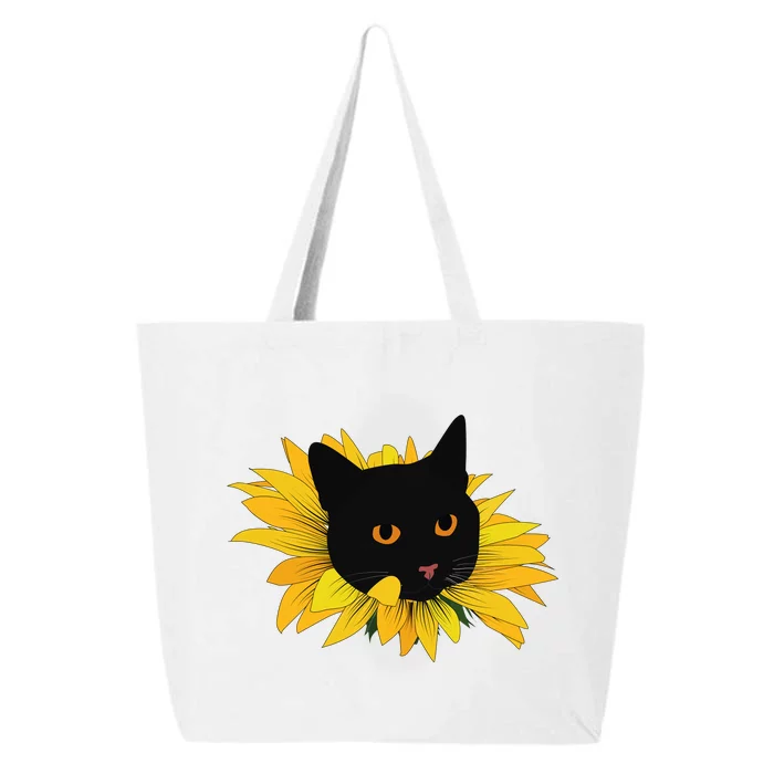 Black Sunflower Cat Cute 25L Jumbo Tote