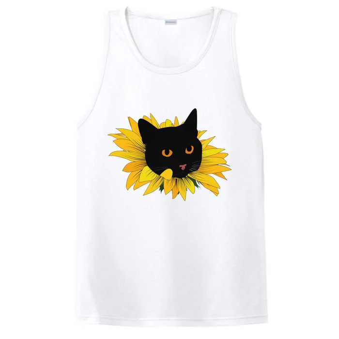 Black Sunflower Cat Cute Performance Tank