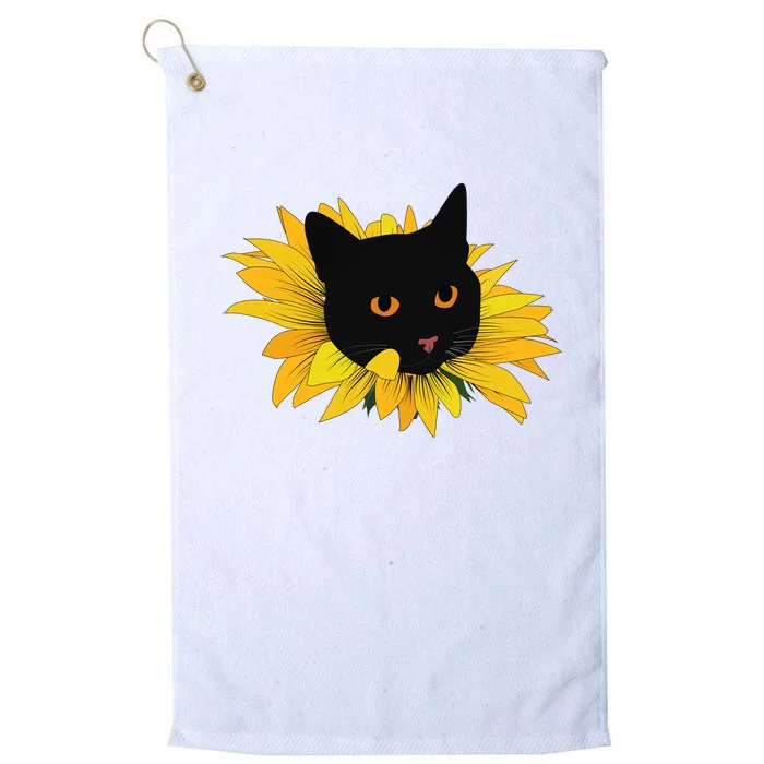 Black Sunflower Cat Cute Platinum Collection Golf Towel