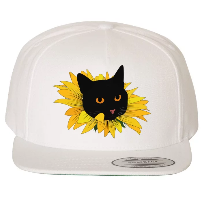 Black Sunflower Cat Cute Wool Snapback Cap