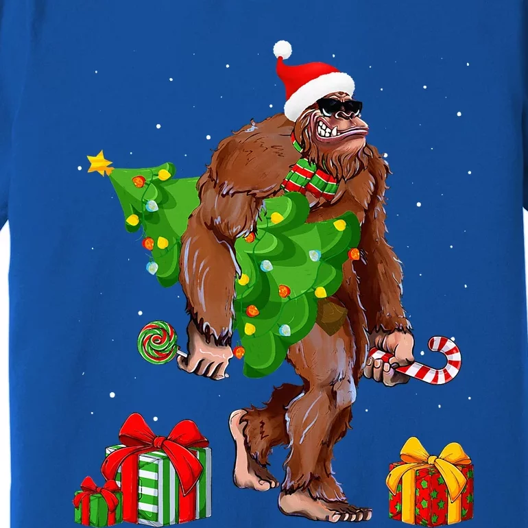 Bigfoot Santa Christmas Tree Lights Funny Xmas Sasquatch Premium T-Shirt