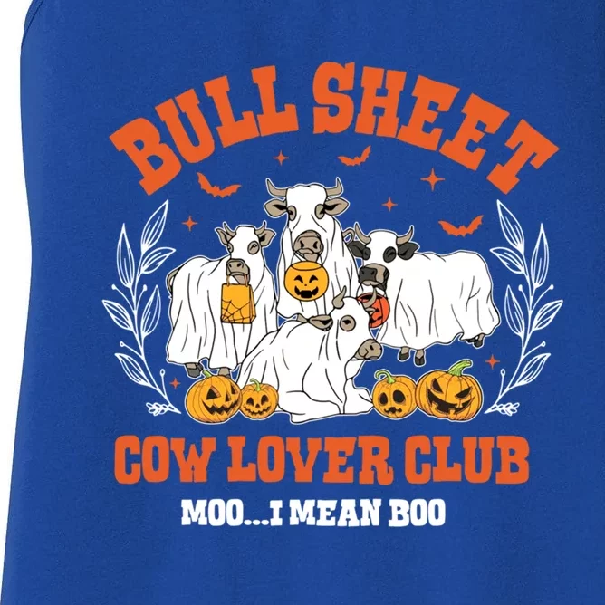 Bull Sheet Cow Lover Club Moo I Mean Boo Funny Halloween Gift Women's Racerback Tank