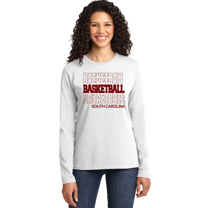 Basketball South Carolina In Modern Stacked Lettering Ladies Long Sleeve Shirt