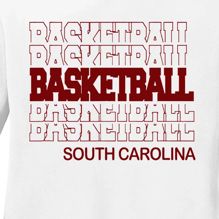 Basketball South Carolina In Modern Stacked Lettering Ladies Long Sleeve Shirt