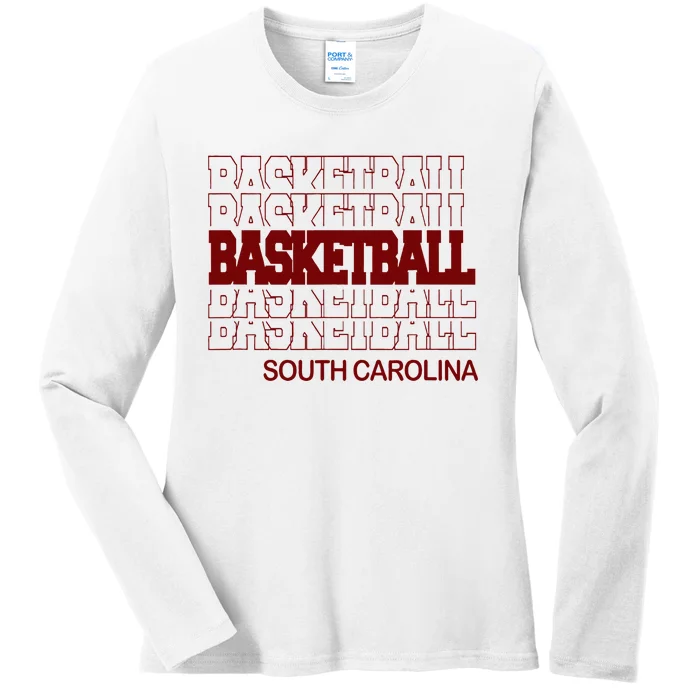 Basketball South Carolina In Modern Stacked Lettering Ladies Long Sleeve Shirt