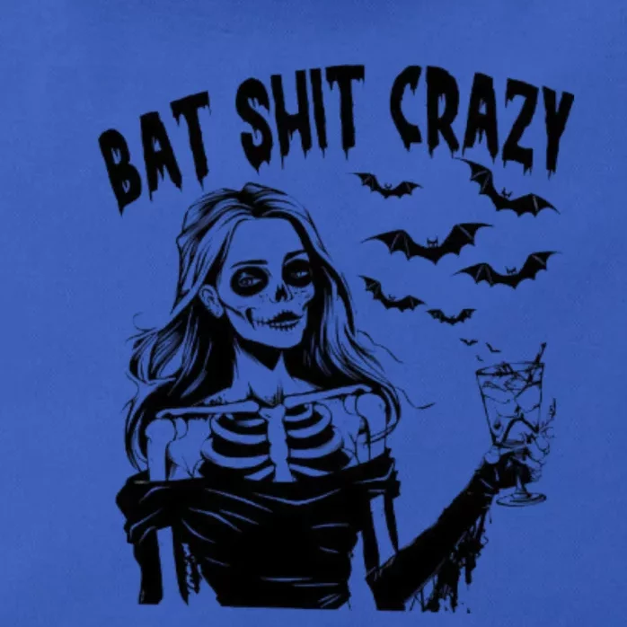 Bat Shit Crazy Halloween Spooky Season Witch Messy Bun Skull Png Snarky Funny Zip Tote Bag