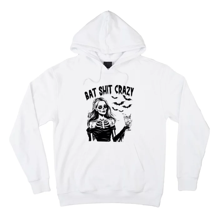 Bat Shit Crazy Halloween Spooky Season Witch Messy Bun Skull Png Snarky Funny Hoodie