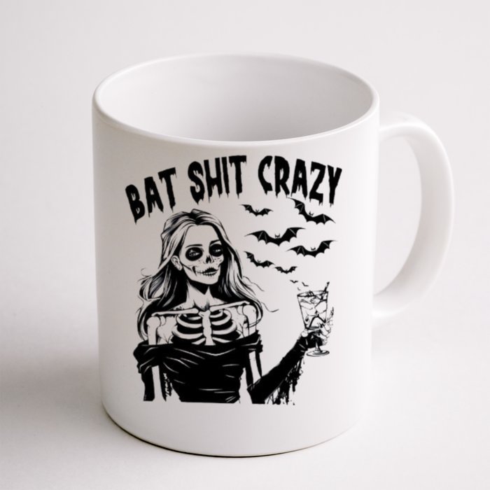 Bat Shit Crazy Halloween Spooky Season Witch Messy Bun Skull Png Snarky Funny Front & Back Coffee Mug