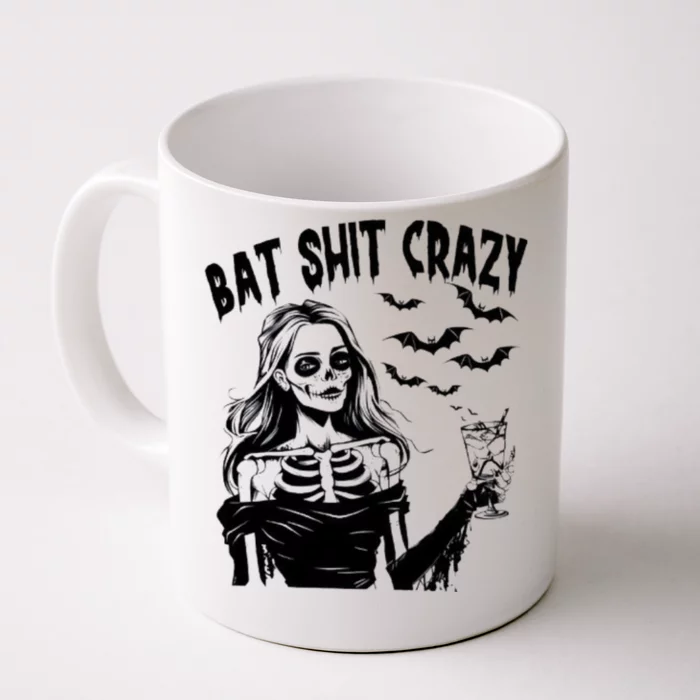 Bat Shit Crazy Halloween Spooky Season Witch Messy Bun Skull Png Snarky Funny Front & Back Coffee Mug