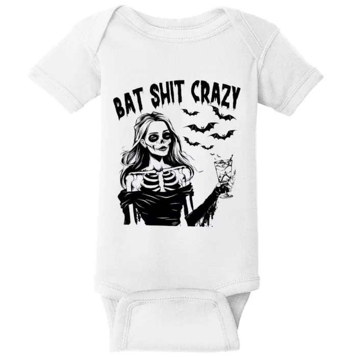 Bat Shit Crazy Halloween Spooky Season Witch Messy Bun Skull Png Snarky Funny Baby Bodysuit