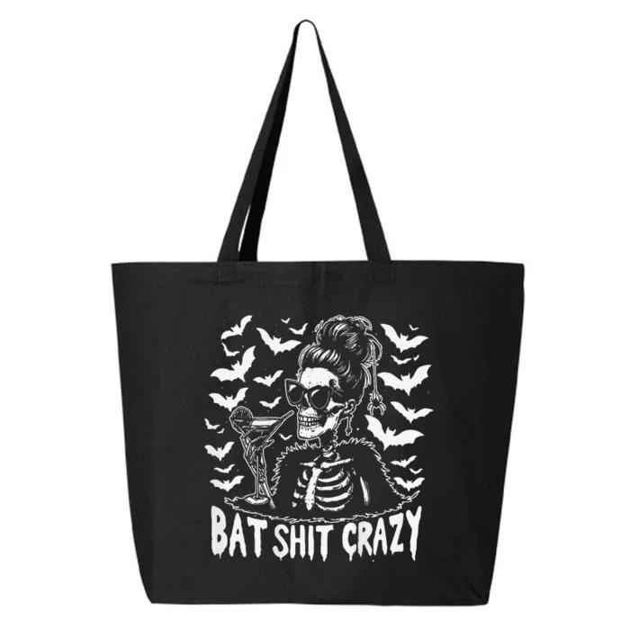 Bat Shit Crazy Halloween Witch Messy Bun Skull 25L Jumbo Tote