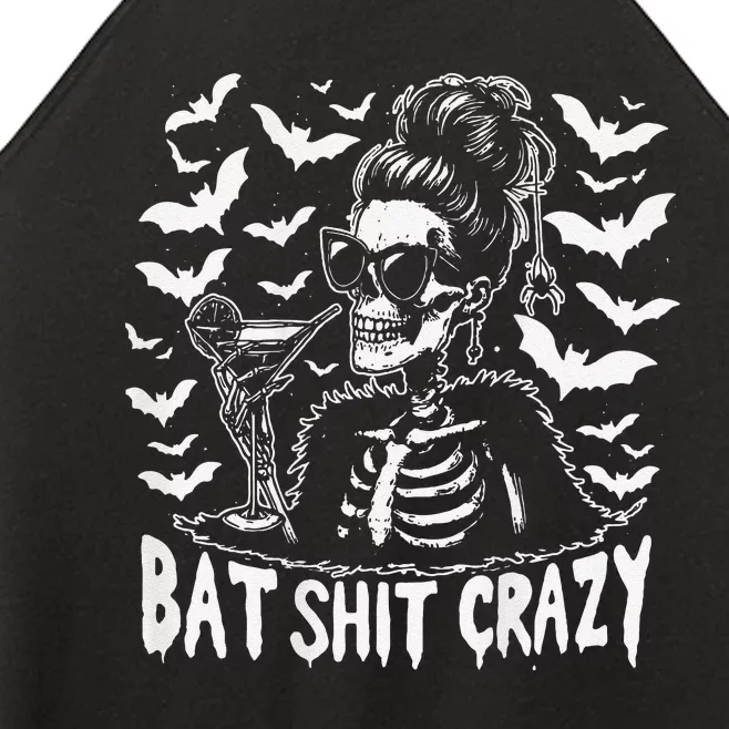 Bat Shit Crazy Halloween Witch Messy Bun Skull Women’s Perfect Tri Rocker Tank