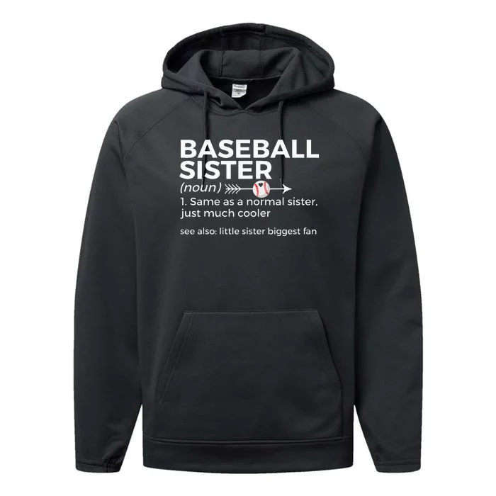 Baseball Sister Definition Little Sister Biggest Fan Performance Fleece Hoodie