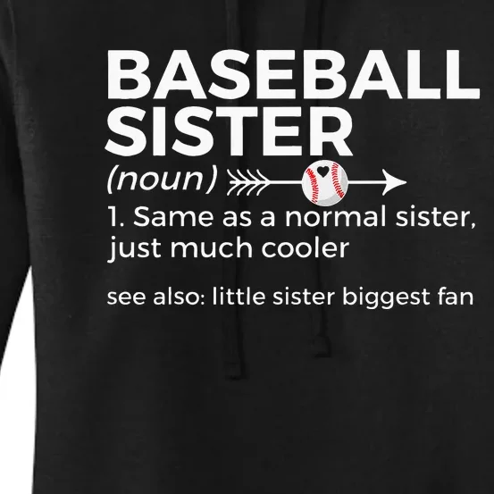 Baseball Sister Definition Little Sister Biggest Fan Women's Pullover Hoodie