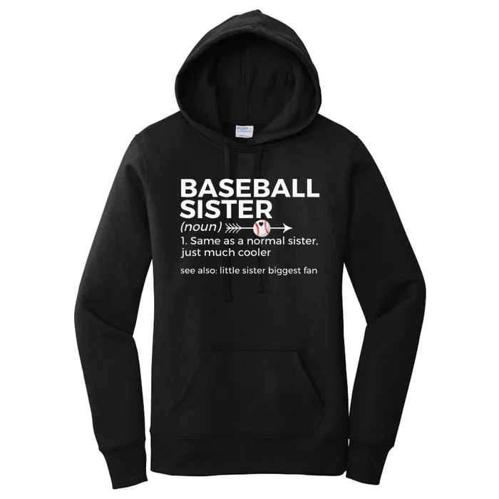 Baseball Sister Definition Little Sister Biggest Fan Women's Pullover Hoodie