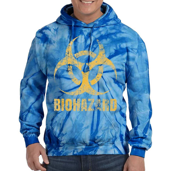 Biohazard Symbol Distressed Weathered Look Halloween Fun Tie Dye Hoodie