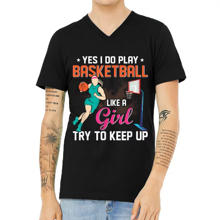 Basketball Sports Design For Women Men V-Neck T-Shirt