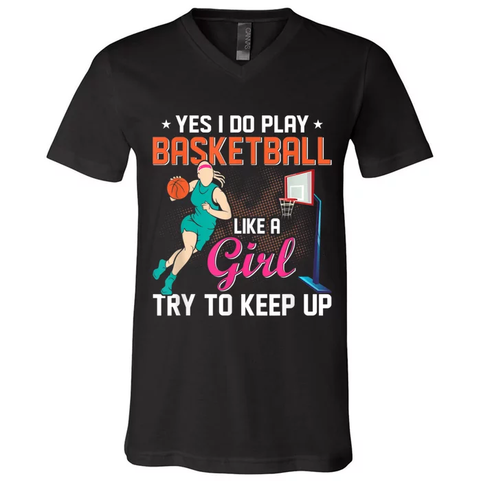 Basketball Sports Design For Women Men V-Neck T-Shirt