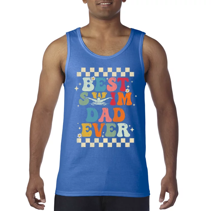 Best Swim Dad Ever Retro Groovy Gift Swimming Dad Gift Tank Top