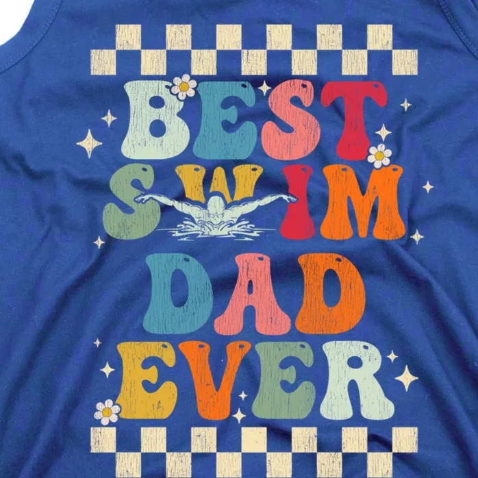 Best Swim Dad Ever Retro Groovy Gift Swimming Dad Gift Tank Top