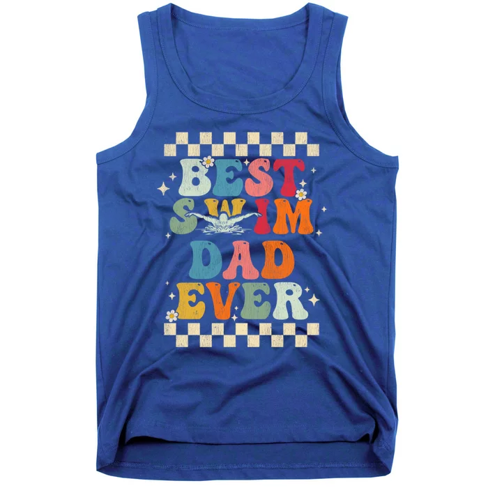 Best Swim Dad Ever Retro Groovy Gift Swimming Dad Gift Tank Top