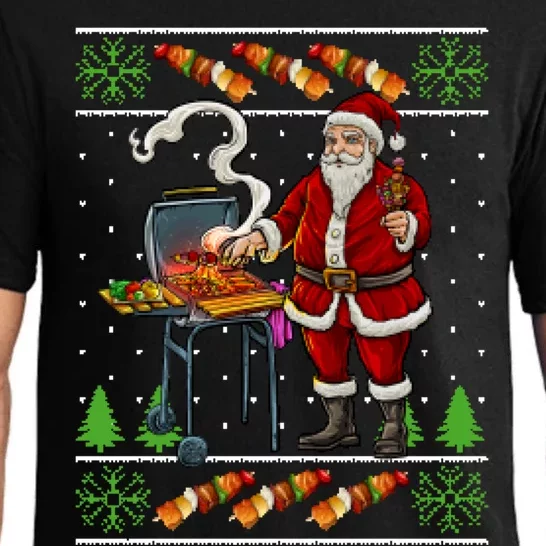 Bbq Santa Dad Gift Kebobs Grill Food Ugly Christmas Pajama Set