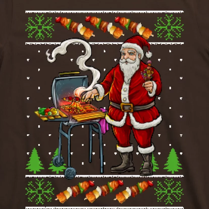 Bbq Santa Dad Gift Kebobs Grill Food Ugly Christmas T-Shirt