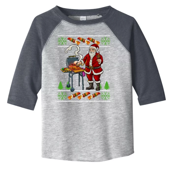 Bbq Santa Dad Gift Kebobs Grill Food Ugly Christmas Toddler Fine Jersey T-Shirt