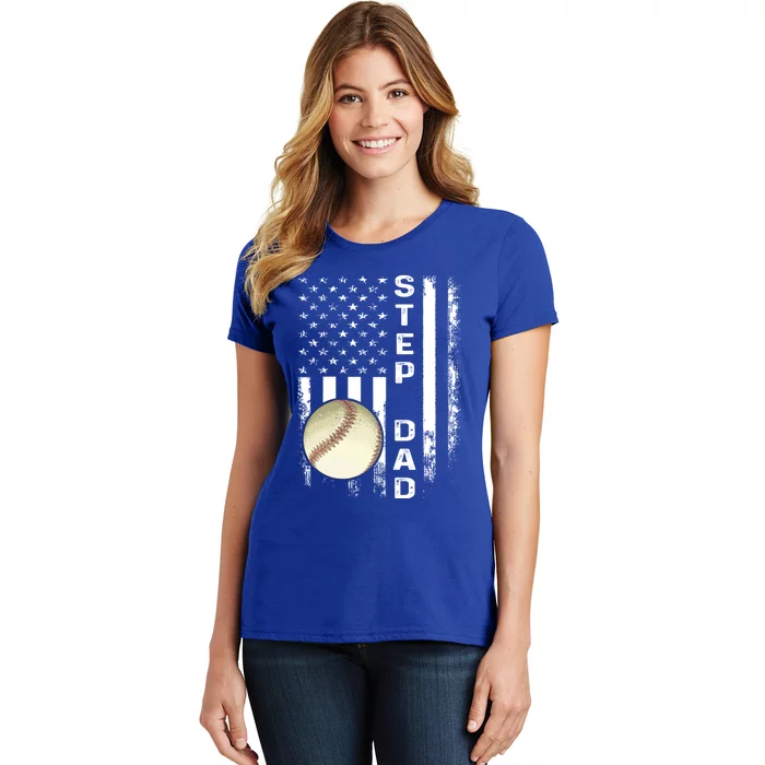 Baseball Step Dad American Flag Vintage Christmas Xmas Gift Women's T-Shirt