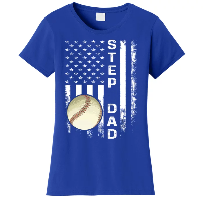 Baseball Step Dad American Flag Vintage Christmas Xmas Gift Women's T-Shirt