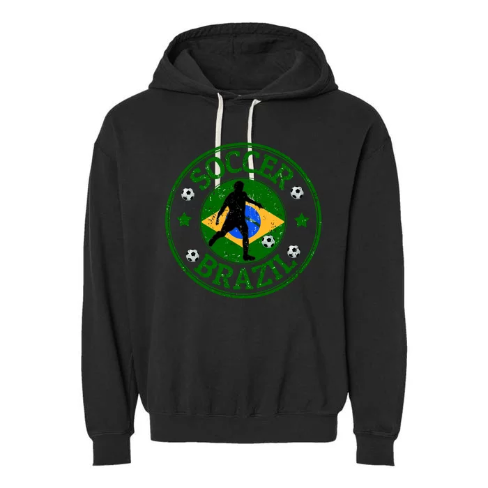 Brazil Soccer Design Garment-Dyed Fleece Hoodie