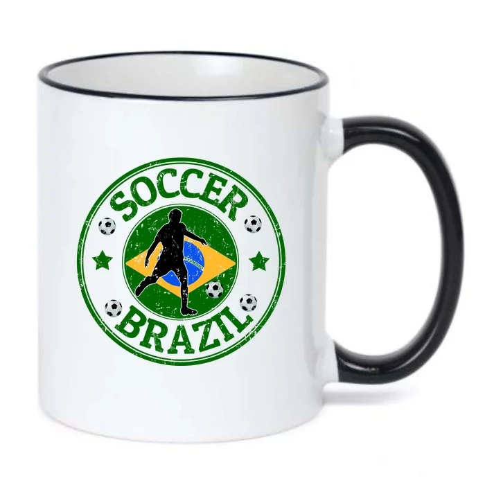 Brazil Soccer Design Black Color Changing Mug