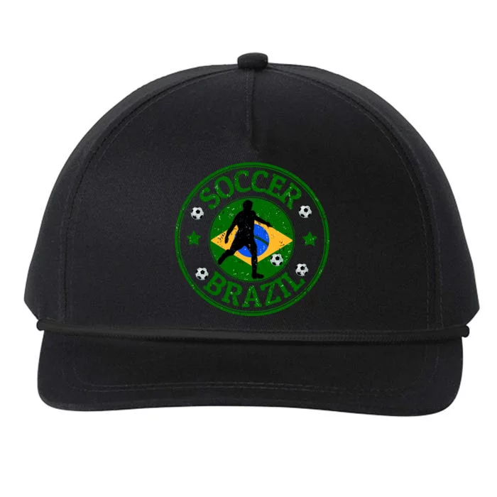 Brazil Soccer Design Snapback Five-Panel Rope Hat