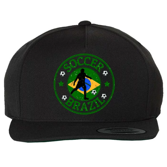 Brazil Soccer Design Wool Snapback Cap