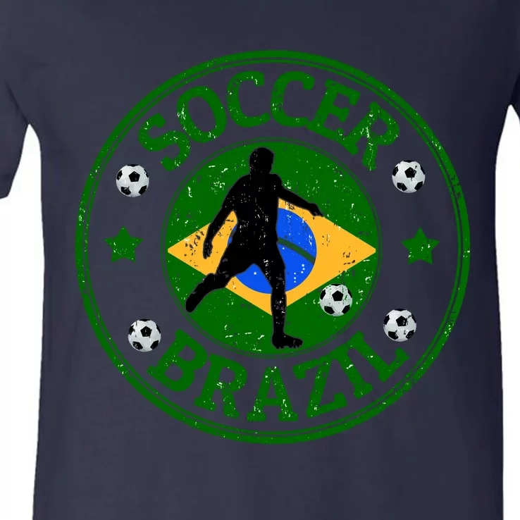 Brazil Soccer Design V-Neck T-Shirt